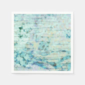 あじさいフローラティール（緑がかった色）カントリーヴィンテージウッド スタンダードカクテルナプキン (正面)