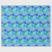 あじさいフローラブルーフラワーウォータカラー素朴Wr ラッピングペーパー (フラット)