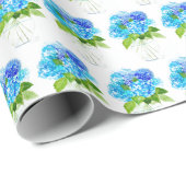 あじさいフローラブルーフラワーウォータカラー素朴Wr ラッピングペーパー (ロールコーナー)