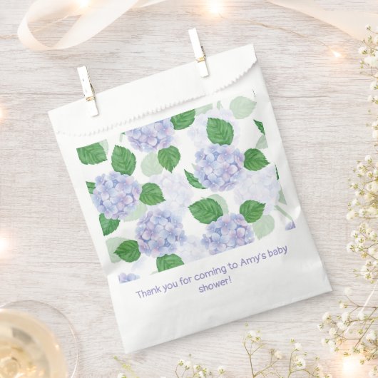 あじさいフローラ水彩ブルーピンク フェイバーバッグ (クリップ留めされた状態)