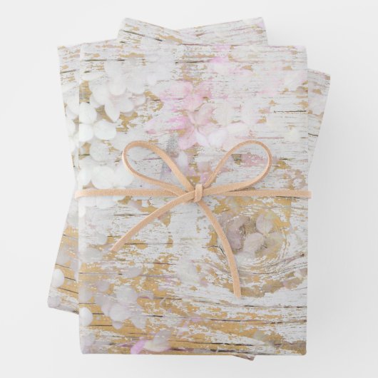 あじさいフローラ白動揺してヴィンテージウッド ラッピングペーパーシート (インサイチュ)