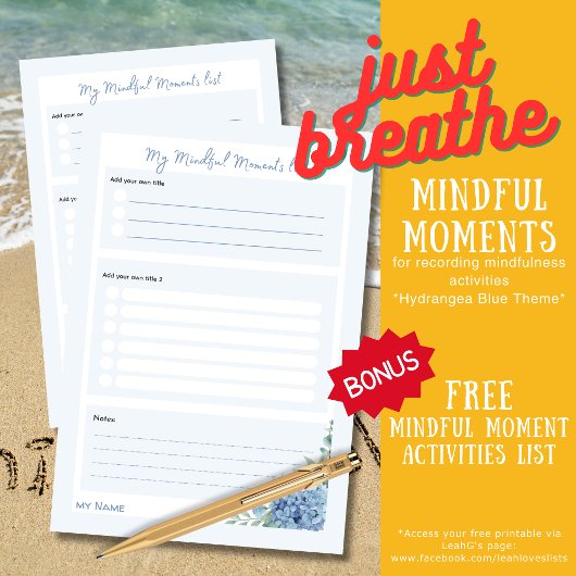 あじさいフローラ「My Mindful Moments Lists」 ポストイット