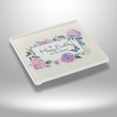 あじさいブーケパーソナライズされたハッピーバースデー ガラスコースター