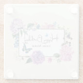 あじさいブーケパーソナライズされたハッピーバースデー ガラスコースター (裏面)