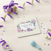 あじさいブーケパーソナライズされたハッピーバースデー スクエアペーパーコースター