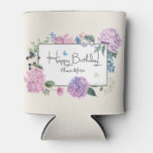 あじさいブーケパーソナライズされたハッピーバースデー 缶クーラー (正面)