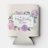 あじさいブーケパーソナライズされたハッピーバースデー 缶クーラー (裏面)
