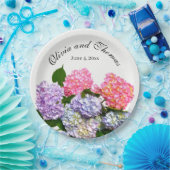 あじさいブーケピンクブルーパープルフローラ ペーパープレート (パーティー)