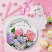 あじさいブーケピンクブルーパープルフローラ ペーパープレート (パーティー)