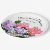 あじさいブーケピンクブルーパープルフローラ ペーパープレート (アングル)