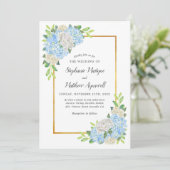 あじさいホワイトローズ金ゴールドウォーター結婚カラー 招待状 (スタンド正面)