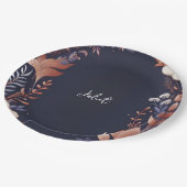 あじさいメタリックピュアネイビーブルーブライダルシャワー ペーパープレート (アングル)