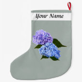あじさいラベンダーとブルーの2つ ラージクリスマスストッキング (裏面)