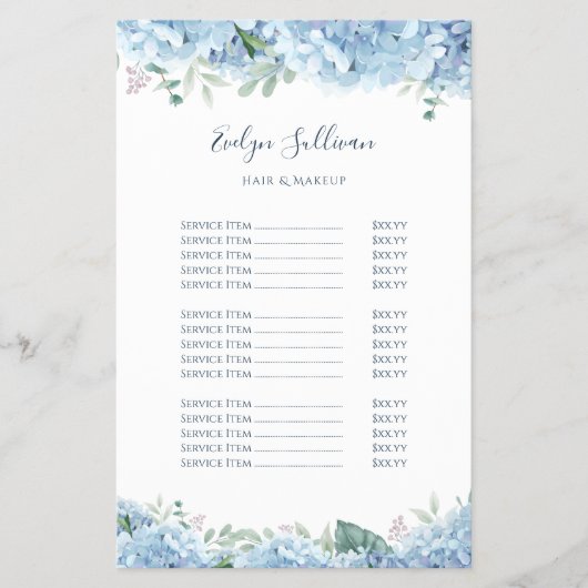 あじさい価格表フライヤー チラシ (正面)