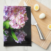 あじさい園，ピンク，青，紫のフローラ キッチンタオル (四つ折り)