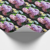 あじさい園，ピンク，青，紫のフローラ ラッピングペーパー (角)