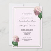 あじさい夏の花ピンク結婚グリーン 招待状 (正面)