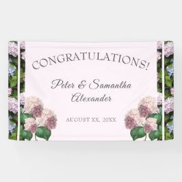 あじさい夏の花ピンク結婚グリーン 横断幕