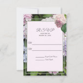 あじさい夏の花ピンク緑結婚色 出欠カード (正面)