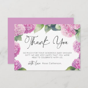 あじさい女の子の赤ちゃんシャワーありがとう エンクロージャーカード