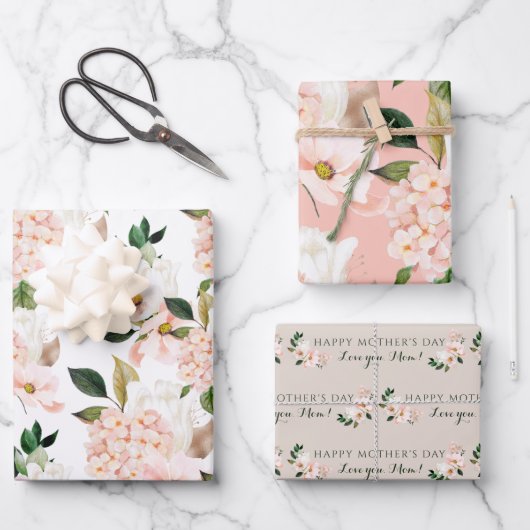 あじさい母の日ラッピング紙シート ラッピングペーパーシート (正面)