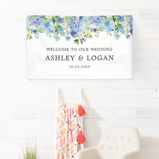 あじさい水の色のフローラ結婚の歓迎 横断幕 (インサイチュ)