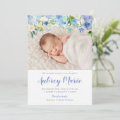 あじさい水彩フローラガールフォト誕生 案内状 (スタンド正面)
