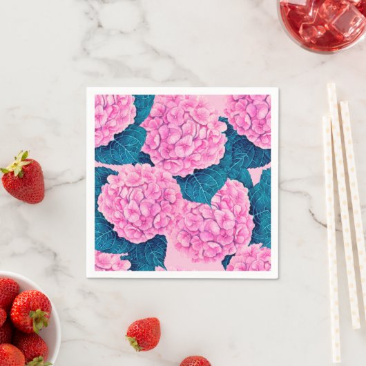 あじさい水彩模様、ピンクとブルー スタンダードカクテルナプキン (インサイチュ)