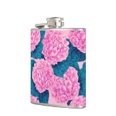 あじさい水彩模様、ピンクとブルー フラスク (左)