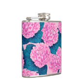 あじさい水彩模様、ピンクとブルー フラスク (右)