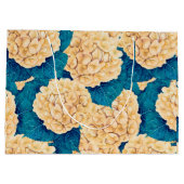 あじさい水彩模様、黄色と青 ラージペーパーバッグ (裏面)