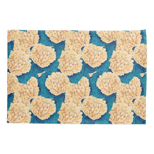 あじさい水彩模様、黄色と青 枕カバー (裏面)