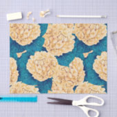 あじさい水彩模様、黄色と青 薄葉紙 (クラフト)