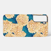 あじさい水彩模様、黄色と青 SAMSUNG GALAXYケース (裏面横)