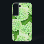 あじさい水彩模様 SAMSUNG GALAXY S22 ケース<br><div class="desc">あじさい緑の花絵を描を水色で作った模様。</div>