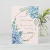 あじさい水彩赤面ピンクダスティブルー結婚ズ 招待状 (スタンド正面)