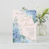 あじさい水彩赤面ピンクダスティブルー結婚ズ 招待状 (スタンド正面)
