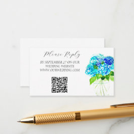 あじさい水彩青花フローラ結婚ズ エンクロージャーカード