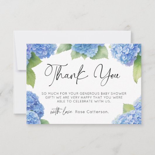 あじさい男の子の赤ちゃんシャワーありがとう サンキューカード (正面)