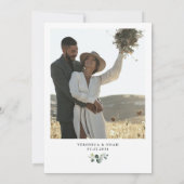 あじさい白バラの庭の緑の結婚写真 招待状 (裏面)