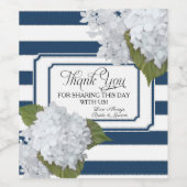 あじさい白フローラモダンネエレガントヴィストライプー ワインラベル (シングルラベル)