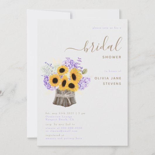 あじさい素朴ひまわりエレガントブライダルシャワー 招待状 (正面)