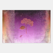 あじさい紫色の金ゴールドメタリックフローラ ラッピングペーパーシート (正面3)