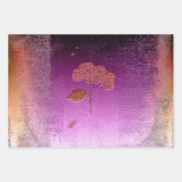 あじさい紫色の金ゴールドメタリックフローラ ラッピングペーパーシート