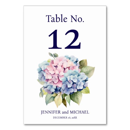 あじさい結婚のテーブル番号 テーブルナンバー (正面)