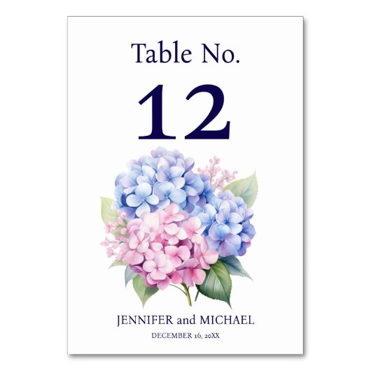 あじさい結婚のテーブル番号 テーブルナンバー (正面)