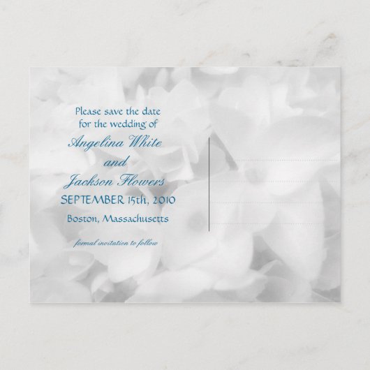 あじさい結婚式を保存する日付はがき聖なる書物、 経典 案内ポストカード (裏面)