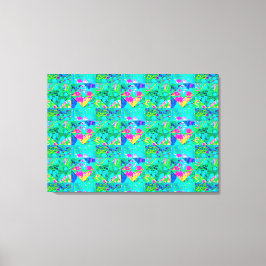 あじさい絵画とブルースのガーデンキルト キャンバスプリント