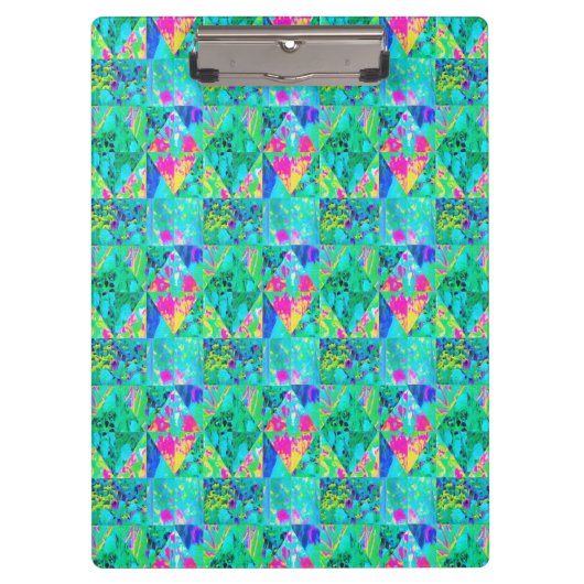 あじさい絵画とブルースのガーデンキルト クリップボード (正面)