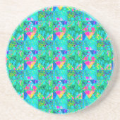 あじさい絵画とブルースのガーデンキルト コースター (正面)